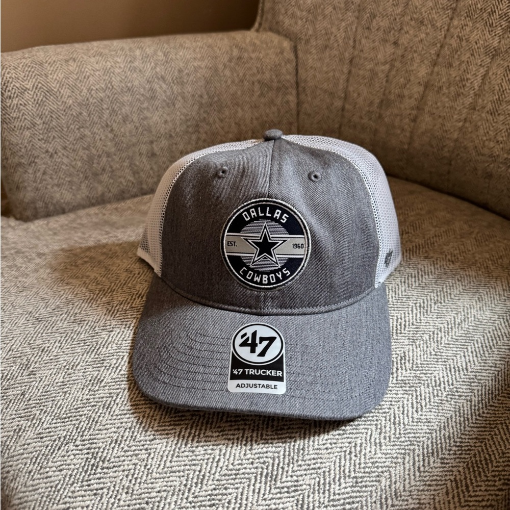 47 Brand Gray and White Dallas Cowboys Trucker Hat